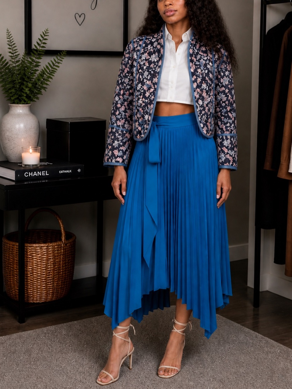 AMUR Delia pleated wrap skirt Vibrant Blue S